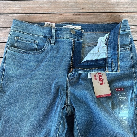 Levi’s 311 Shaping Distressed Skinny Jean Mid-Rise 31 x 30 Med Wash Stretch NWT - Picture 10 of 11